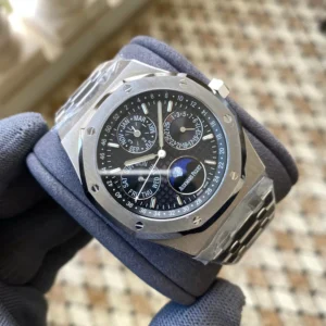 AUDEMARS PIGUET BEST REPLICA WATCHES ROYAL OAK APS FACTORY BLACK CALENDAR 41MM 1 ĐỒNG HỒ AUDEMARS PIGUET ROYAL OAK REPLICA 11 NHÀ MÁY APS LỘ CƠ 41MM