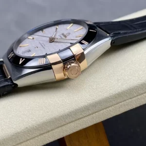 OMEGA CONSTELLATION HIGH END WATCHES REPLICA CUSTOM DIAL BLACK GOLD PLATE BEZEL LEATHER STRAP SBF FACTORY 41MM 2 ĐỒNG HỒ NAM OMEGA CONSTELLATION REPLCIA 11 NHÀ MÁY SBF BEZEL ĐEN 41MM