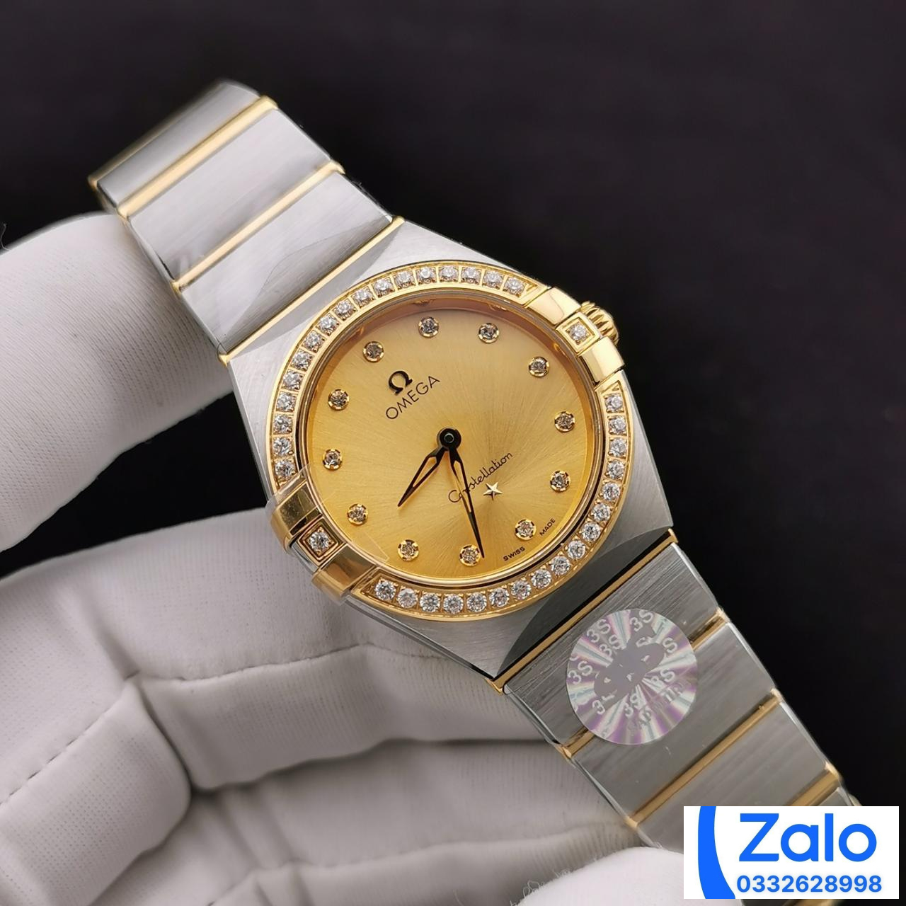 ĐỒNG HỒ NỮ OMEGA CONSTELLATION FAKE 11 NHÀ MÁY 3S GOLDEN DIAL 28MM ĐỒNG HỒ NỮ OMEGA CONSTELLATION FAKE 11 NHÀ MÁY 3S GOLDEN DIAL 28MM