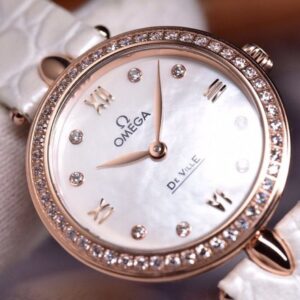 ĐỒNG HỒ NỮ OMEGA DE VILLE FAKE CAO CẤP NHÀ MÁY 3S DÂY DA TRẮNG 27MM 1 ĐỒNG HỒ NỮ OMEGA DE VILLE FAKE CAO CẤP NHÀ MÁY 3S DÂY DA TRẮNG 27MM