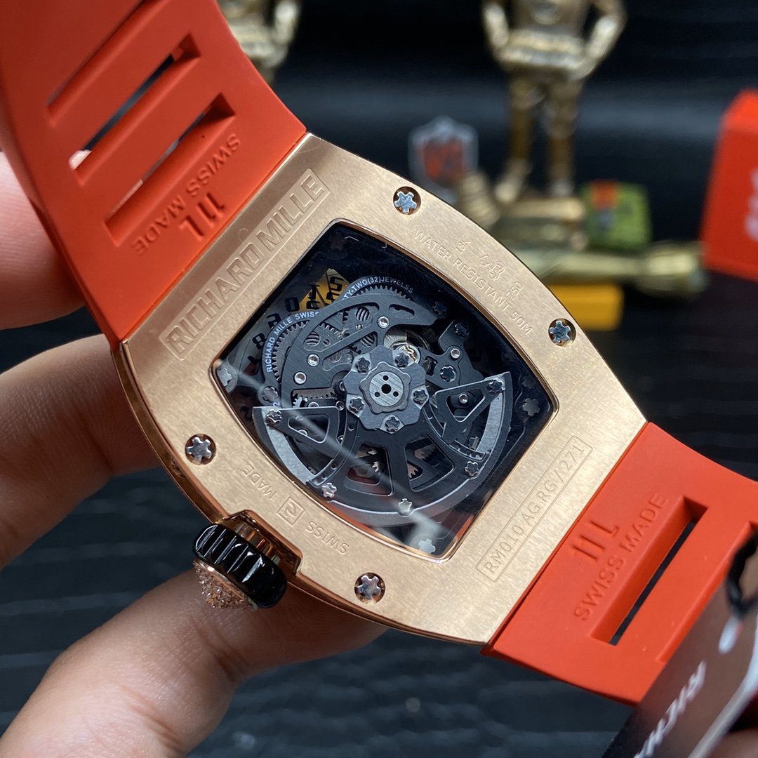 ĐỒNG HỒ NAM RICHARD MILLE RM010 FAKE CAO CẤP VÀNG HỒNG DÂY CAM 41MM ĐỒNG HỒ NAM RICHARD MILLE RM010 FAKE CAO CẤP VÀNG HỒNG DÂY CAM 41MM