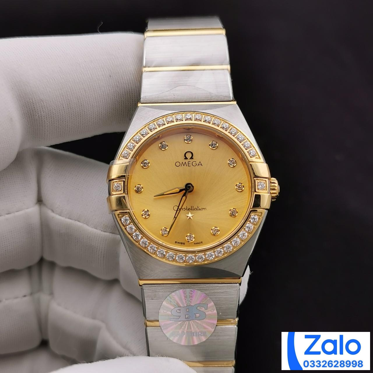 ĐỒNG HỒ NỮ OMEGA CONSTELLATION FAKE 11 NHÀ MÁY 3S GOLDEN DIAL 28MM ĐỒNG HỒ NỮ OMEGA CONSTELLATION FAKE 11 NHÀ MÁY 3S GOLDEN DIAL 28MM