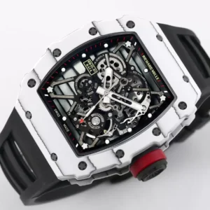 RICHARD MILLE RM35-01 IMITATION WATCHES WHITE CARBON CASE BLACK RUBBER STRAP BBR FACTORY 44MM 1 ĐỒNG HỒ NAM RICHARD MILLE RM35-01 REP CAO CẤP NHÀ MÁY BBR CAO SU ĐEN 44MM