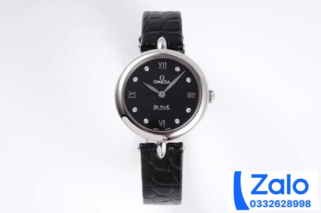 ĐỒNG HỒ NỮ OMEGA DE VILLE FAKE CAO CẤP NHÀ MÁY GS THIẾT KẾ MẶT ĐEN 27MM ĐỒNG HỒ NỮ OMEGA DE VILLE FAKE CAO CẤP NHÀ MÁY GS THIẾT KẾ MẶT ĐEN 27MM