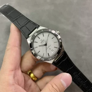 OMEGA CONSTELLATION LUXURY IMITATION WATCHES BLACK BEZEL LEATHER STRAP WHITE DIAL SBF FACTORY 41MM 1 ĐỒNG HỒ NAM OMEGA CONSTELLATION REPLCIA CAO CẤP NHÀ MÁY SBF FACTORY 41MM