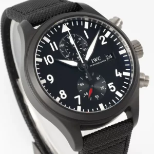IWC PILOTS IW389001 REPLICA WATCH FABRIC STRAP APS FACTORY 44MM 1 ĐỒNG HỒ IWC PILOT’S IW389001 REPLICA CAO CẤP NHÀ MÁY APS MÀU ĐEN 44MM