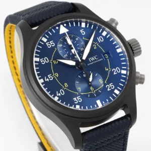 IWC PILOT'S IW389008 SUPER FAKE 11 WATCH BLUE DIAL APS FACTORY 44MM 1 ĐỒNG HỒ IWC PILOT’S IW389008 REPLICA 11 NHÀ MÁY APS DÂY CAO SU 44MM