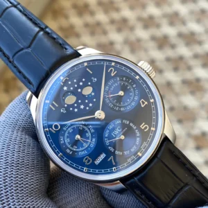 IWC PORTUGIESER IW503401 BLUE LEATHER STRAP FAKE WATCH APS FACTORY 44MM 1 ĐỒNG HỒ IWC PORTUGIESER IW503401 REP CAO CẤP NHÀ MÁY APS FACTORY 44MM