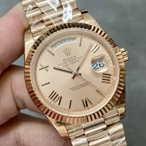 ROLEX DAY-DATE 228235 GOOD IMITATION WATCHES ROSE GOLD DIAL ROSE GOLD PLATE ROMAN HOURS GM FACTORY 40MM 4 ĐỒNG HỒ ROLEX DAY-DATE 228235 REPLICA 11 THÉP VONFRAM ROSE GOLD GMF 40MM (1)