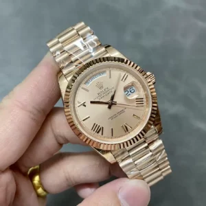 ROLEX DAY-DATE 228235 GOOD IMITATION WATCHES ROSE GOLD DIAL ROSE GOLD PLATE ROMAN HOURS GM FACTORY 40MM 3 ĐỒNG HỒ ROLEX DAY-DATE 228235 REPLICA 11 THÉP VONFRAM ROSE GOLD GMF 40MM (1)