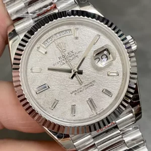 ROLEX DAY-DATE 228236 REPLICA WATCHES METEOR DIAL RHINESTONES BAGUETTE STEEL VONFRAM GM FACTORY 41MM 7 ĐỒNG HỒ ROLEX DAY-DATE 228236 REPLICA 11 THÉP VONFRAM MẶT THIÊN THẠCH GMF 41MM (1)