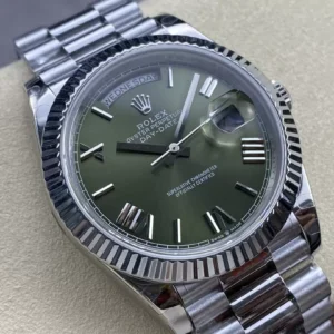 ROLEX DAY-DATE 228236 COPIES WATCHES GREEN DIAL ROMAN HOURS STEEL VONFRAM GM FACTORY 41MM 2 ĐỒNG HỒ ROLEX DAY-DATE 228238 REPLICA 1:1 THÉP VONFRAM MẶT XANH RÊU GMF 41MM