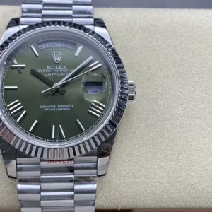 ROLEX DAY-DATE 228236 COPIES WATCHES GREEN DIAL ROMAN HOURS STEEL VONFRAM GM FACTORY 41MM 1 ĐỒNG HỒ ROLEX DAY-DATE 228238 REPLICA 1:1 THÉP VONFRAM MẶT XANH RÊU GMF 41MM