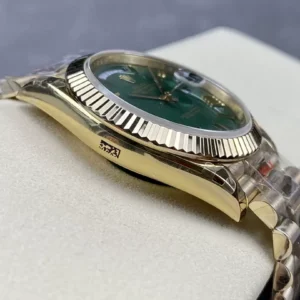 ROLEX DAY-DATE 228238 BEST REPLICA WATCHES GREEN EMERAL DIAL GOLD PLATE GM FACTORY 41MM 6 ĐỒNG HỒ ROLEX DAY-DATE 228238 REPLICA 11 MẶT XANH LỤC BẢO GMF FACTORY 41MM (1)