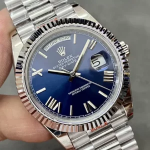 ROLEX DAY-DATE 228236 REPLICA WATCHES BLUE DIAL ROMAN HOURS STEEL VONFRAM GM FACTORY 41MM 2 ĐỒNG HỒ ROLEX DAY-DATE 228238 REPLICA 11 THÉP VONFRAM MẶT XANH BLUE GMF 41MM (1)