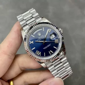 ROLEX DAY-DATE 228236 REPLICA WATCHES BLUE DIAL ROMAN HOURS STEEL VONFRAM GM FACTORY 41MM 1 ĐỒNG HỒ ROLEX DAY-DATE 228238 REPLICA 11 THÉP VONFRAM MẶT XANH BLUE GMF 41MM (1)