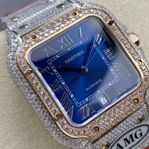 ĐỒNG HỒ CARTIER SANTOS DEMI ROSE GOLD REP 1:1 ĐÍNH ĐÁ MẶT XANH AMG FACTORY 40MM 1 ĐỒNG HỒ CARTIER SANTOS DEMI ROSE GOLD REP 11 ĐÍNH ĐÁ MẶT XANH AMG FACTORY 40MM (2)