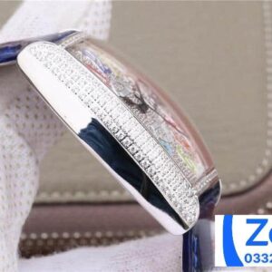 FRANCK MULLER LUXURY REPLICA WATCH RHINESTONE CASE RAINBOWN HOUR BLUE LEATHER STRAP 36MM 4 ĐỒNG HỒ FRANCK MULLER NỮ CỌC SỐ 7 MÀU REPLICA 11 MÁY CƠ THỤY SỸ 36MM (2)
