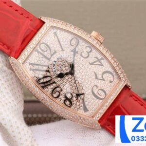 FRANCK MULLER BEST REPLICA WATCHES ROSE GOLD RHINESTONE RED LEATHER STRAP AUTOMATIC 36MM 1 ĐỒNG HỒ FRANCK MULLER NỮ MÀU ĐỎ REP 11 CAO CẤP MÁY CƠ THỤY SỸ 36MM (2)