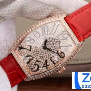 FRANCK MULLER BEST REPLICA WATCHES ROSE GOLD RHINESTONE RED LEATHER STRAP AUTOMATIC 36MM 2 ĐỒNG HỒ FRANCK MULLER NỮ MÀU ĐỎ REP 11 CAO CẤP MÁY CƠ THỤY SỸ 36MM (2)