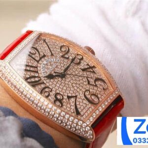FRANCK MULLER BEST REPLICA WATCHES ROSE GOLD RHINESTONE RED LEATHER STRAP AUTOMATIC 36MM 7 ĐỒNG HỒ FRANCK MULLER NỮ MÀU ĐỎ REP 11 CAO CẤP MÁY CƠ THỤY SỸ 36MM (2)