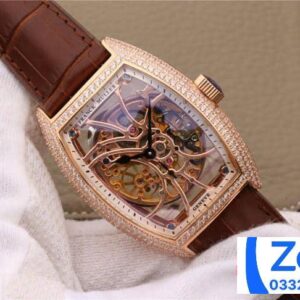 FRANCK MULLER SKELETON BEST COPIES WATCHES SKELETON ROSE GOLD CASE BROWN LEATHER STRAP 39.5x55MM 1 ĐỒNG HỒ FRANCK MULLER SKELETON ROSE GOLD FAKE 11 CAO CẤP ĐÍNH ĐÁ 39 (2)