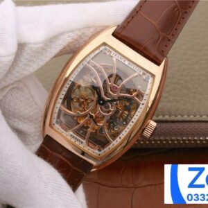 FRANCK MULLER SKELETON ROSE GOLD BEST REPLICA WATCH BROWN LEATHER STRAP 39.5x55MM 1 ĐỒNG HỒ FRANCK MULLER SKELETON ROSE GOLD REP 11 NAM MÁY CƠ AUTOMATIC 39 (2)