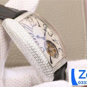 FRANCK MULLER TOURBILLON COPIES WATCHES RHINESTONE GEM FULL CASE BLACK LEATHER STRAP 39.5x55MM 4 ĐỒNG HỒ FRANCK MULLER TOURBILLON REP 11 ĐÍNH FULL ĐÁ DÂY DA 39 (2)