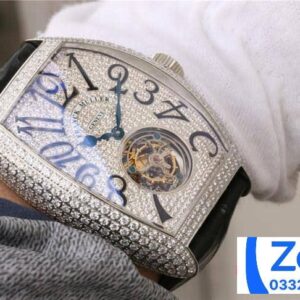 FRANCK MULLER TOURBILLON COPIES WATCHES RHINESTONE GEM FULL CASE BLACK LEATHER STRAP 39.5x55MM 7 ĐỒNG HỒ FRANCK MULLER TOURBILLON REP 11 ĐÍNH FULL ĐÁ DÂY DA 39 (2)