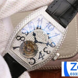 FRANCK MULLER TOURBILLON COPIES WATCHES RHINESTONE GEM FULL CASE BLACK LEATHER STRAP 39.5x55MM 2 ĐỒNG HỒ FRANCK MULLER TOURBILLON REP 11 ĐÍNH FULL ĐÁ DÂY DA 39 (2)