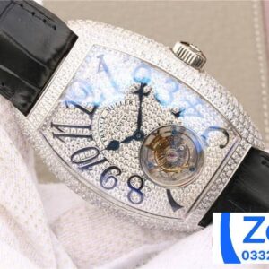 FRANCK MULLER TOURBILLON COPIES WATCHES RHINESTONE GEM FULL CASE BLACK LEATHER STRAP 39.5x55MM 1 ĐỒNG HỒ FRANCK MULLER TOURBILLON REP 11 ĐÍNH FULL ĐÁ DÂY DA 39 (2)