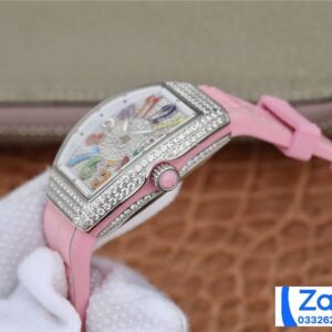 FRANCK MULLER V32 ABF FACTORY PINK RUBBER STRAP SUPER FAKE WATCH 36MM 3 ĐỒNG HỒ FRANCK MULLER V32 ABF FACTORY REP 11 NỮ MÀU TRẮNG ĐÍNH ĐÁ 36MM (2)