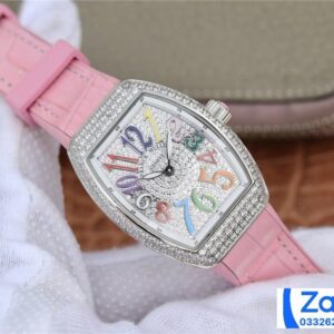 FRANCK MULLER V32 ABF FACTORY PINK RUBBER STRAP SUPER FAKE WATCH 36MM 1 ĐỒNG HỒ FRANCK MULLER V32 ABF FACTORY REP 11 NỮ MÀU TRẮNG ĐÍNH ĐÁ 36MM (2)