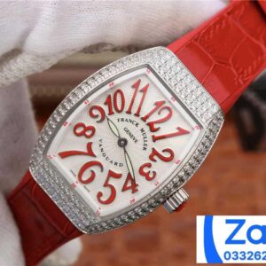 FRANCK MULLER V32 COPIES WATCHES RED DIAL RUBBER STRAP RHINESTONE ABF FACTORY 36MM 2 ĐỒNG HỒ FRANCK MULLER V32 ABF REP 11 CAO CẤP NỮ MÀU ĐỎ ĐÍNH ĐÁ 36MM (2)