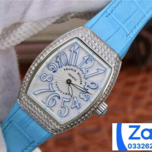 FRANCK MULLER V32 COPIES WATCH BLUE DIAL RUBBER STRAP RHINESTONE CASE ABF FACTORY 36MM 1 ĐỒNG HỒ FRANCK MULLER V32 ABF REP 11 CAO CẤP NỮ MÀU XANH ĐÍNH ĐÁ 36MM (2)