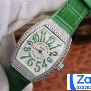 FRANCK MULLER V32 IMITATION WATCHES GREEN DIAL RUBBER STRAP RHINESTONE CASE ABF FACTORY 36MM 1 ĐỒNG HỒ FRANCK MULLER V32 ABF REP 11 CAO CẤP NỮ MÀU XANH LÁ CÂY 36MM (2)