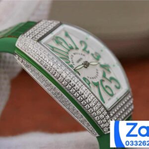 FRANCK MULLER V32 IMITATION WATCHES GREEN DIAL RUBBER STRAP RHINESTONE CASE ABF FACTORY 36MM 4 ĐỒNG HỒ FRANCK MULLER V32 ABF REP 11 CAO CẤP NỮ MÀU XANH LÁ CÂY 36MM (2)