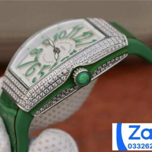 FRANCK MULLER V32 IMITATION WATCHES GREEN DIAL RUBBER STRAP RHINESTONE CASE ABF FACTORY 36MM 3 ĐỒNG HỒ FRANCK MULLER V32 ABF REP 11 CAO CẤP NỮ MÀU XANH LÁ CÂY 36MM (2)