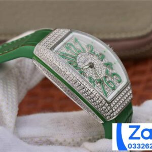 FRANCK MULLER V32 REPLICA WATCHES GREEN DIAL RUBBER STRAP RHINESTONE GEM ABF FACTORY 36MM 5 ĐỒNG HỒ FRANCK MULLER V32 ABF REPLICA 11 CAO CẤP NỮ ĐÍNH FULL ĐÁ 36MM (2)