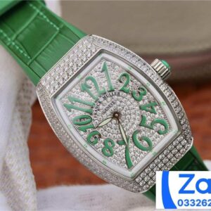 FRANCK MULLER V32 REPLICA WATCHES GREEN DIAL RUBBER STRAP RHINESTONE GEM ABF FACTORY 36MM 2 ĐỒNG HỒ FRANCK MULLER V32 ABF REPLICA 11 CAO CẤP NỮ ĐÍNH FULL ĐÁ 36MM (2)