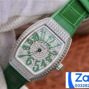 FRANCK MULLER V32 REPLICA WATCHES GREEN DIAL RUBBER STRAP RHINESTONE GEM ABF FACTORY 36MM 1 ĐỒNG HỒ FRANCK MULLER V32 ABF REPLICA 11 CAO CẤP NỮ ĐÍNH FULL ĐÁ 36MM (2)