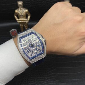 FRANCK MULLER V45 ABF BEST COPY BLUE DIAL WITH FULL STONE 45MM 5 ĐỒNG HỒ FRANCK MULLER V45 ABF NAM MÀU XANH DƯƠNG REP 11 CAO CẤP 45MM (2)
