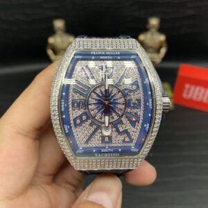 FRANCK MULLER V45 ABF BEST COPY BLUE DIAL WITH FULL STONE 45MM 2 ĐỒNG HỒ FRANCK MULLER V45 ABF NAM MÀU XANH DƯƠNG REP 11 CAO CẤP 45MM (2)