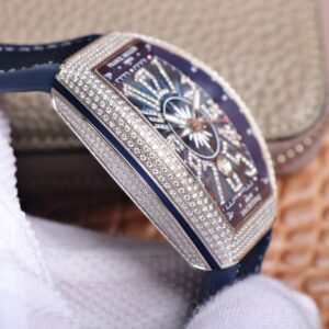 FRANCK MULLER V45 REPLICA WATCHES BLUE RHINESTONE ABF FACTORY 45MM 4 ĐỒNG HỒ FRANCK MULLER V45 ABF NAM MÁY CƠ THỤY SỸ MÀU XANH 45MM (2)