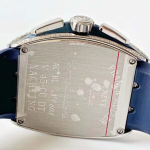 FRANCK MULLER V45 IMITATION WATCHES BLUE RHINESTONE FULL GEM OF CASE RUBBER STRAP 44X54MM 6 ĐỒNG HỒ FRANCK MULLER V45 MÀU XANH ĐÍNH ĐÁ REP 11 MÁY THỤY SỸ 44X54MM (2)