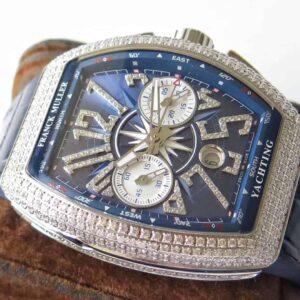 FRANCK MULLER V45 IMITATION WATCHES BLUE RHINESTONE FULL GEM OF CASE RUBBER STRAP 44X54MM 2 ĐỒNG HỒ FRANCK MULLER V45 MÀU XANH ĐÍNH ĐÁ REP 11 MÁY THỤY SỸ 44X54MM (2)
