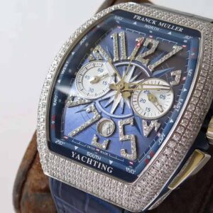 FRANCK MULLER V45 IMITATION WATCHES BLUE RHINESTONE FULL GEM OF CASE RUBBER STRAP 44X54MM 1 ĐỒNG HỒ FRANCK MULLER V45 MÀU XANH ĐÍNH ĐÁ REP 11 MÁY THỤY SỸ 44X54MM (2)