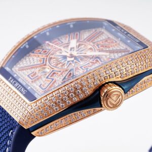 FRANCK MULLER V45 ROSE GOLD BLUE FABRIC STRAP REPLICA WATCH ABF 45MM 4 ĐỒNG HỒ FRANCK MULLER V45 ROSE GOLD ABF NAM ĐÍNH ĐÁ REP 11 CAO CẤP 45MM (2)