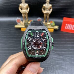 FRANCK MULLER VANGUARD SKELETON DIAL REP WATCH CARBON CASE 45MM 1 ĐỒNG HỒ FRANCK MULLER VANGUARD SKELETON VIỀN XANH REP 11 VỎ CARBON 45MM (2)