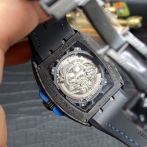 FRANCK MULLER VANGUARD SKELETON BLUE DIAL CARBON FAKE WATCH 45MM 7 ĐỒNG HỒ FRANCK MULLER VANGUARD SKELETON VỎ CARBON REP 11 VIỀN XANH 45MM (2)